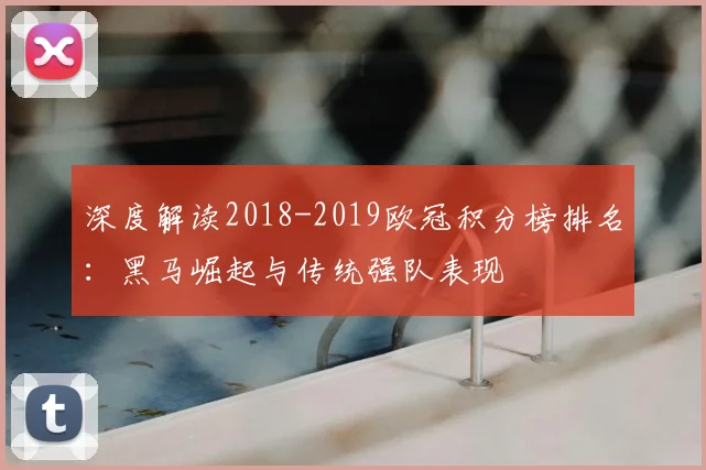 深度解读2018-2019欧冠积分榜排名：黑马崛起与传统强队表现